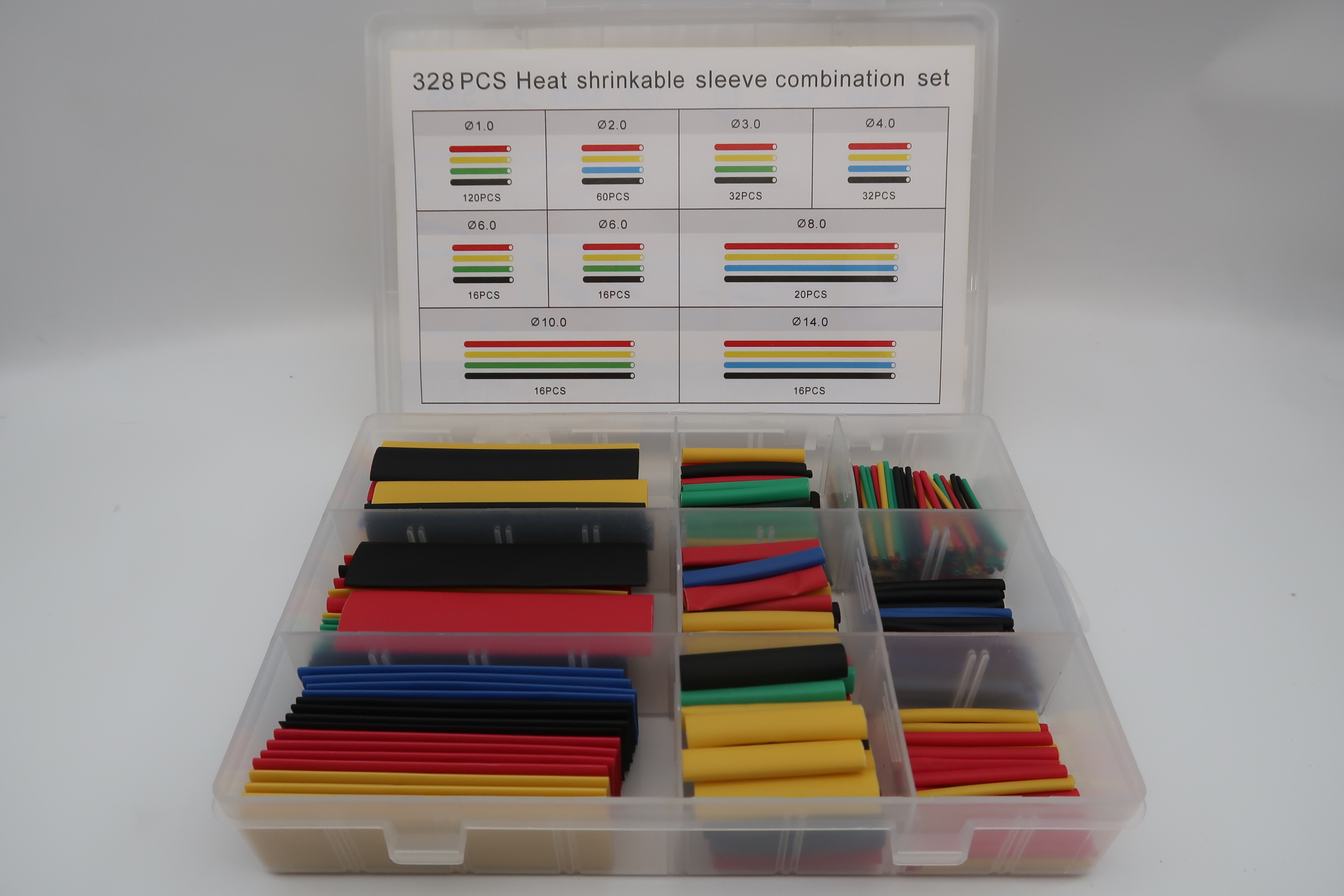 328 PIECE COLOURED HEATSHRINK TUBING KIT